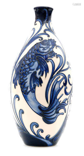 A Moorcroft Pottery Collectors Club vase decorated in the Florian Fish pattern designed by Kerry Goodwin