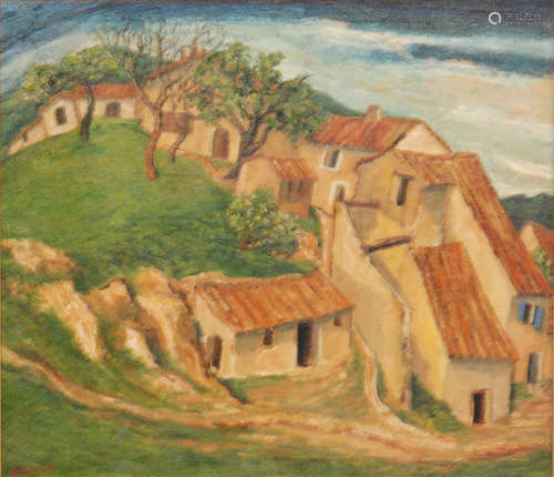 RUDOLF BEHREND (1895-1979) - Houses on a hillside