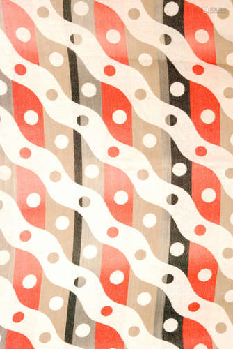 A pair of 1930s modernist curtains with red