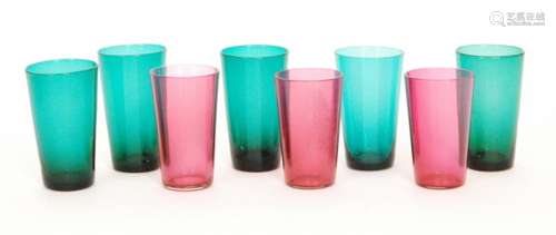 A group of eight late 19th Century glass tumblers of tapering form