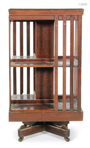 An early 20th Century mahogany revolving bookcase