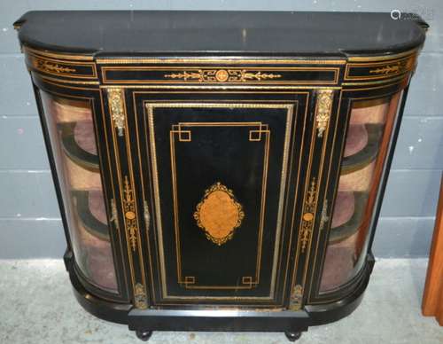 A Victorian ebonised and gilt metal mounted break-fronted credenza