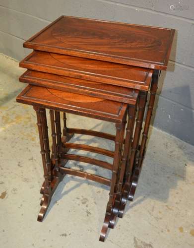 A quartetto nest of four mahogany line inlaid occasional tables