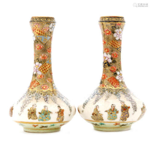 A pair of miniature Japanese Satsuma ware vases