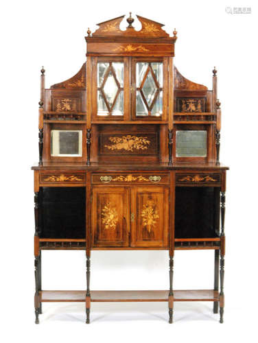 A late 19th to early 20th Century marquetry inlaid sideboard or cabinet