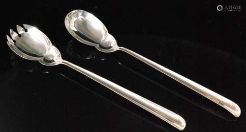 A pair of hallmarked silver salad spoons