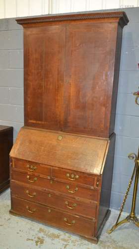 An 18th Century oak estate bureau bookcase