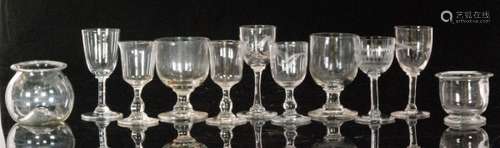 A group of 19th Century glass stemware comprising plain