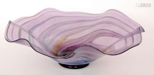 A large Redhot Glass studio bowl by Liz Lacey