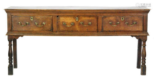 An 18th Century and later oak and mahogany crossbanded dresser