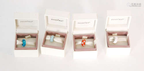 Four boxed charms stamped Pandora and ALE