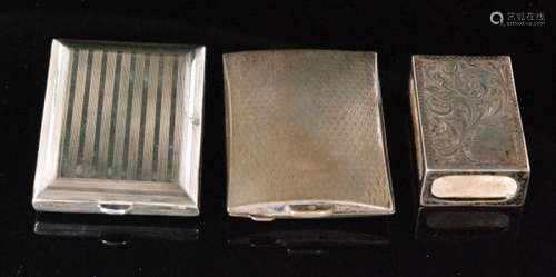 Two hallmarked silver rectangular match book holder each with engine turned decoration