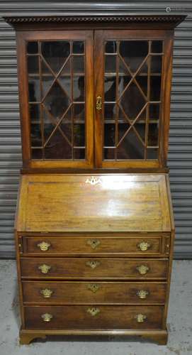 A Georgian mahogany bureau bookcase