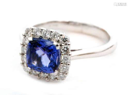 An 18ct tanzanite and diamond ring