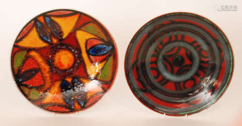 Two Poole Pottery Delphis shape 4 chargers