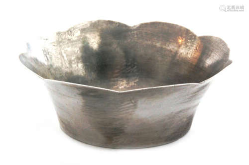 An Art Deco hallmarked silver petal shaped bowl of plain form