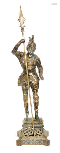 A 20th Century brass model of a Spanish soldier holding a halberd