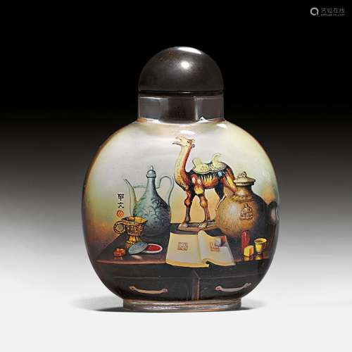 GLAS-SNUFFBOTTLE VON LOU JIAWEN.