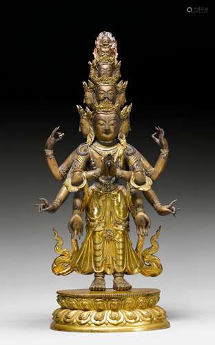 GROSSE FIGUR DES ELFKÖPFIGEN AVALOKITESHVARA.