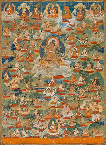 THANGKA: DIE FÜNF VISIONEN DES TSONGKHAPA.