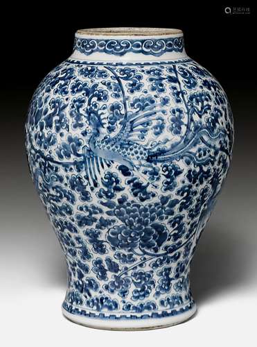 BLAU-WEISSE BALUSTERVASE.