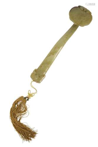 CARVED YELLOW JADE RUYI SCEPTRE