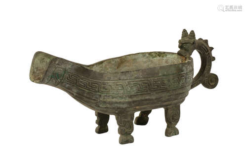 ARCHAISTIC BRONZE POURING VESSEL,