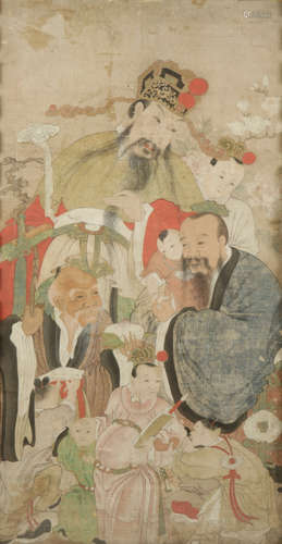 CHINESE SCHOOL, 19TH CENTURY, Depicting the three 'Star Gods'