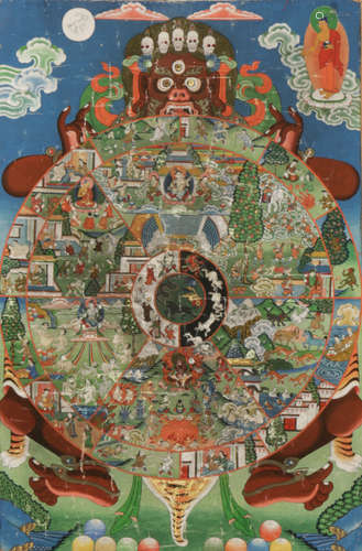 THANGKA OF THE WHEEL OF LIFE, TIBET, 20TH CENTURY