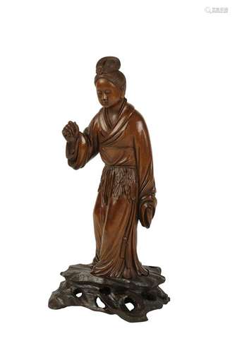 CARVED WOOD FIGURE, QING DYNASTY, 19TH CENTURY