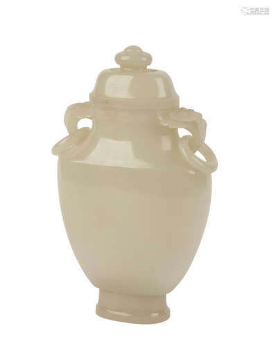 WHITE JADE COVERED VASE