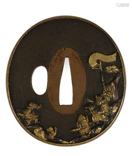 FINE MIXED METAL BRONZE TSUBA, MEIJI PERIOD