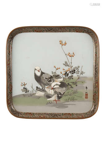 FINE CLOISONNE TRAY, MEIJI PERIOD (1868-1912)