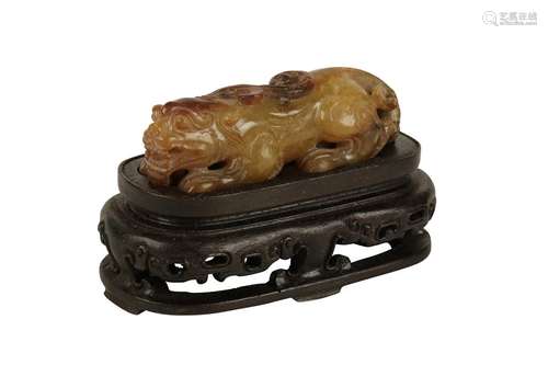 CARVED HARDSTONE ARCHAISTIC MYTHICAL BEAST,