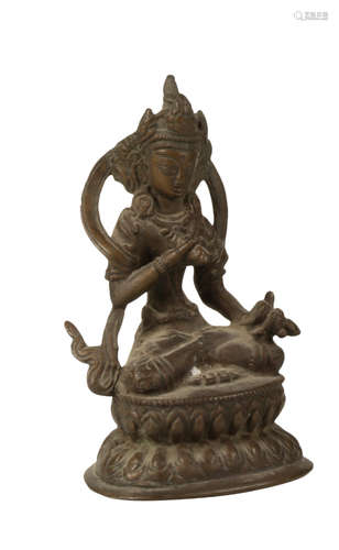 SMALL BRONZE FIGURE OF SHADAKSHARI LOKESHVARA, TIBET, 19TH CENTURY