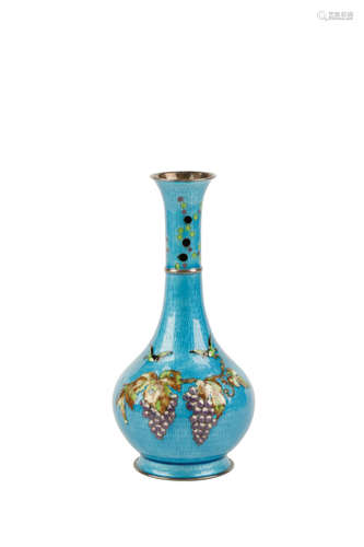 SMALL SILVER AND ENAMEL VASE, MEIJI PERIOD (1868-1912)