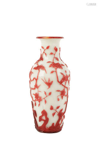 PEKING GLASS 'CRAB APPLE AND PRUNUS' VASE, QING DYNASTY, 19TH CENTURY