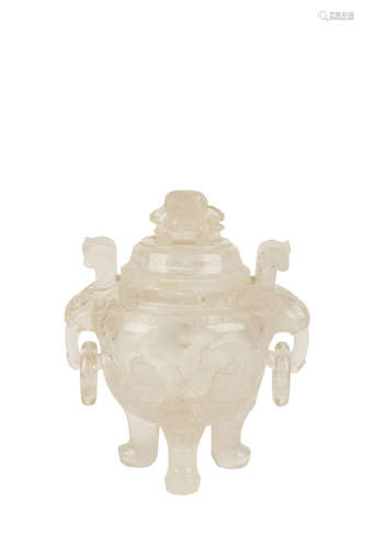 CARVED ROCK CRYSTAL TRIPOD CENSER