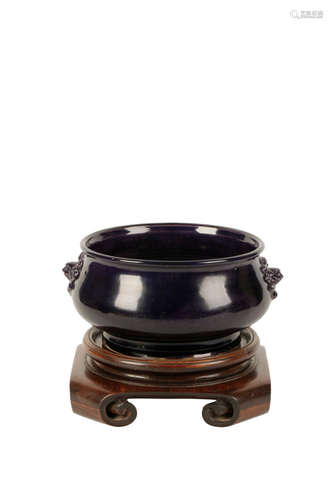 AUBERGINE-GLAZED CENSER, KANGXI PERIOD