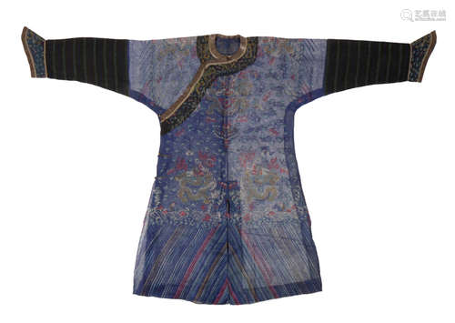 BLUE KESI 'DRAGON' ROBE, EARLY 20TH CENTURY