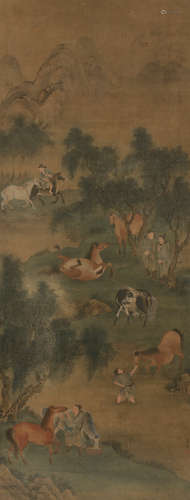 AFTER ZHAO MENGFU (1254-1322), HORSES AND GROOMS