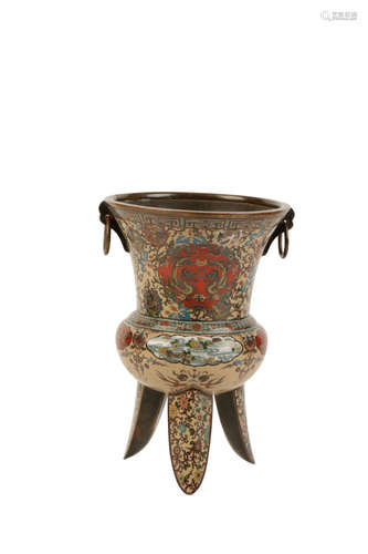 FINE CLOISONNE TRIPOD KORO, MEIJI PERIOD(1868-1912