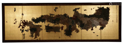 FINE GILT SIX FOLD SCREEN, MEIJI PERIOD (1868-1912)