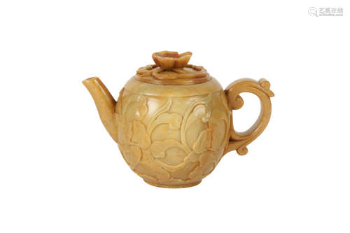 SMALL CARVED SOAPSTONE TEAPOT, KANGXI PERIOD