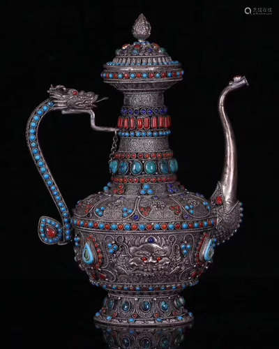 A TIBET STYLE SILVER EWER