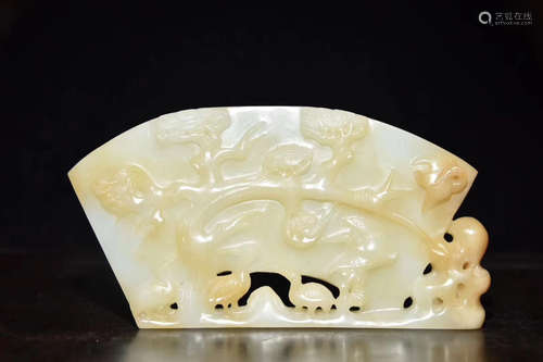 HETIAN JADE CRANE DECORATION ORNAMENT