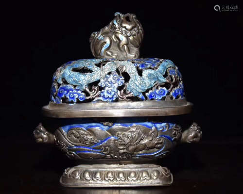 SILVER GLITED CLOISONNE INCENSOR