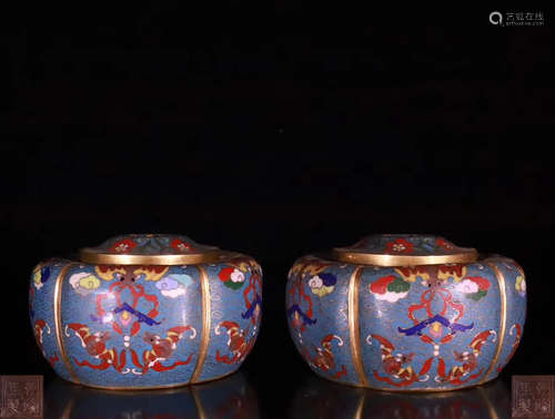 PAIR OF QIANLONG MARK CLOISONNE GO BOXES