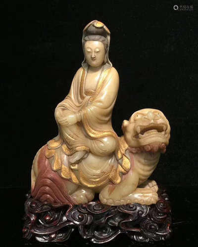 A SHOUSHAN FURONG STONE FIGURE