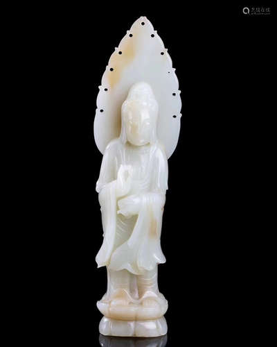 A HETIAN JADE GUANYIN FIGURE